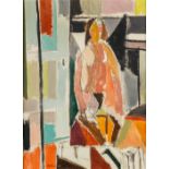 Charles ROLLIER (1912-1968) 'Nu aux bas bruns entre une table et une cheminée' oil on canvas. 1945.