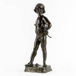 Marcel DÉBUT (1865-1933) 'Le Défi' patinated bronze. (L:19 x W:20 x H:61 cm)