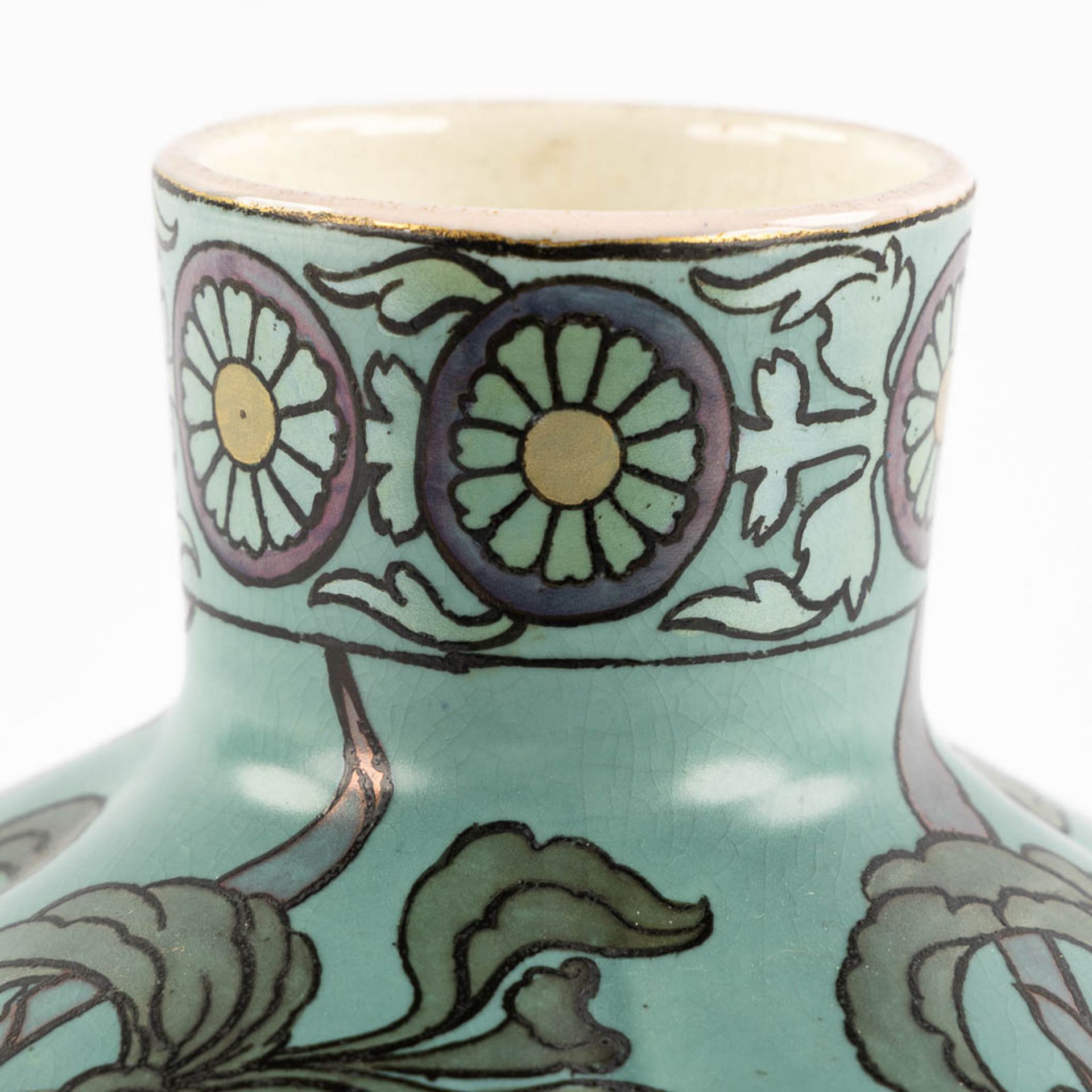 Boch Frères, Keramis, vase with a luster glaze, Art Nouveau. (H:18 x D:24 cm) - Image 10 of 11