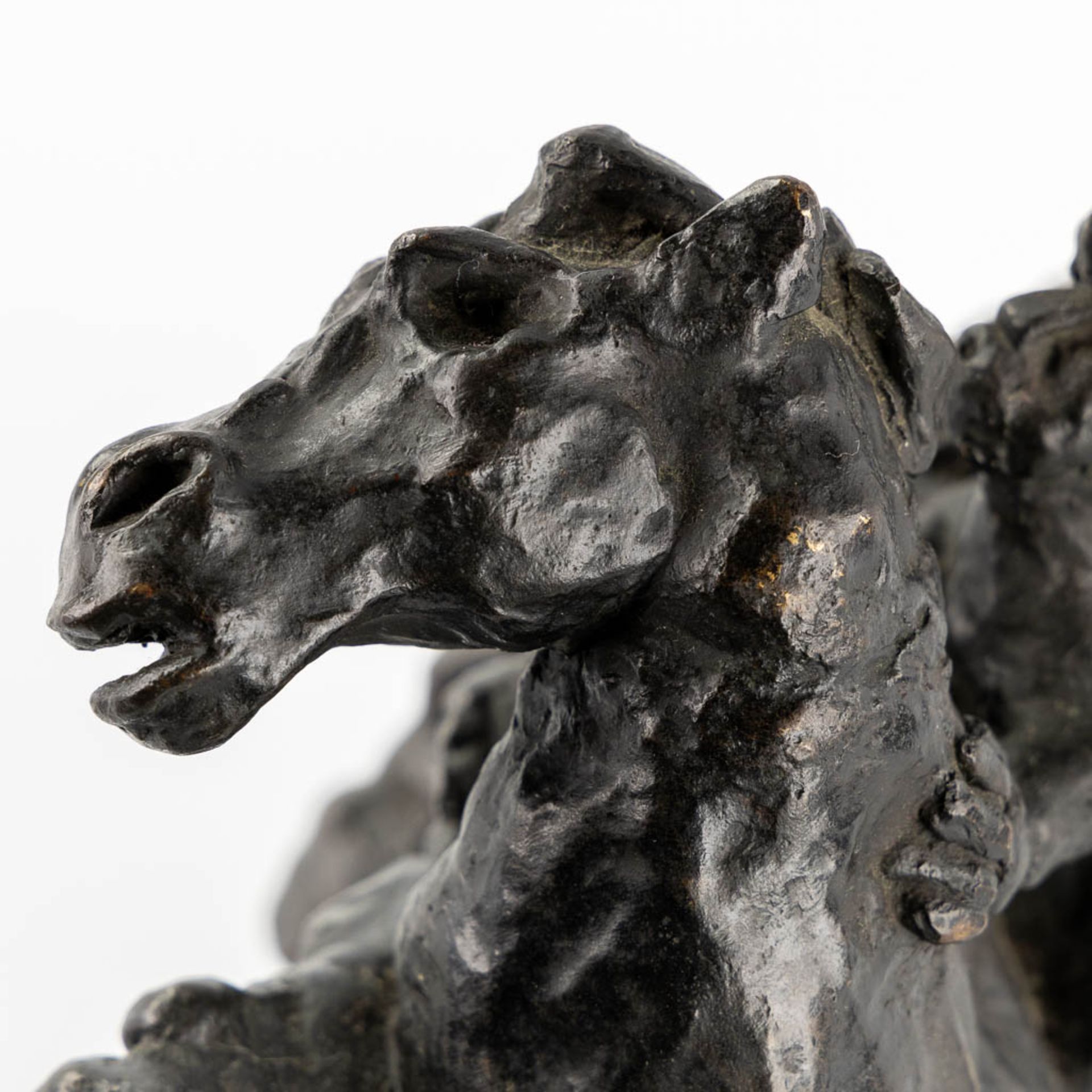 P. LAMBERT (XX) 'Riding a horse' patinated bronze, Ducros Foundry Mark. (L:15 x W:27 x H:28 cm) - Image 7 of 11