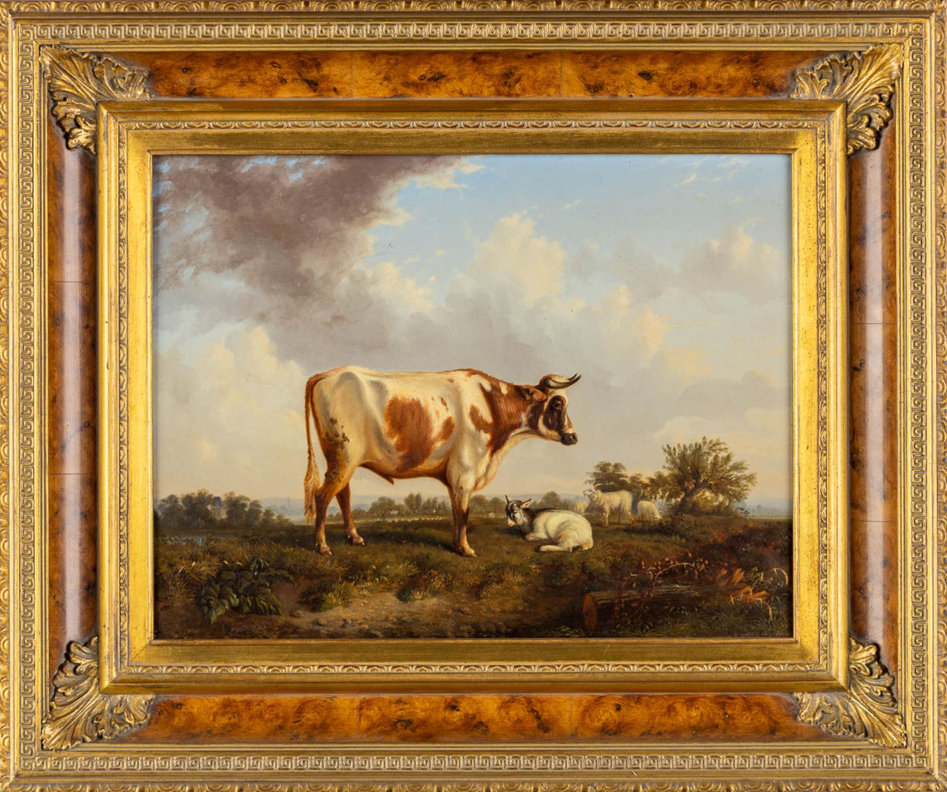 J. VOJAVE (XIX) 'Cow and sheep' oil on a mahogany panel. 1851. (W:40 x H:30,5 cm) - Image 3 of 9