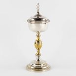 A Ciboria, silver and silver-plated metal. Probably Belgian, 19th C. (H:33,5 x D:13 cm)