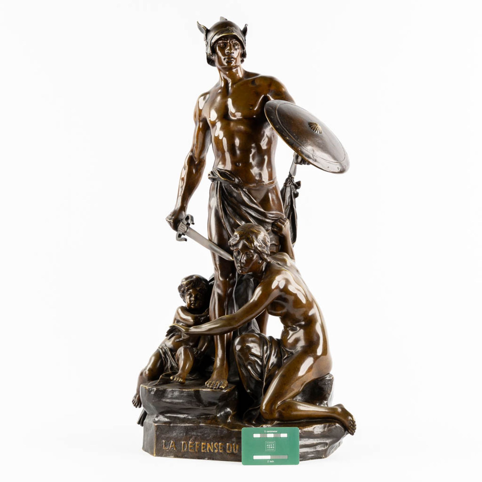 Emile Louis PICAULT (1833-1915) 'Défense Du Foyer', patinated bronze. (L:32 x W:31 x H:69 cm) - Image 2 of 12