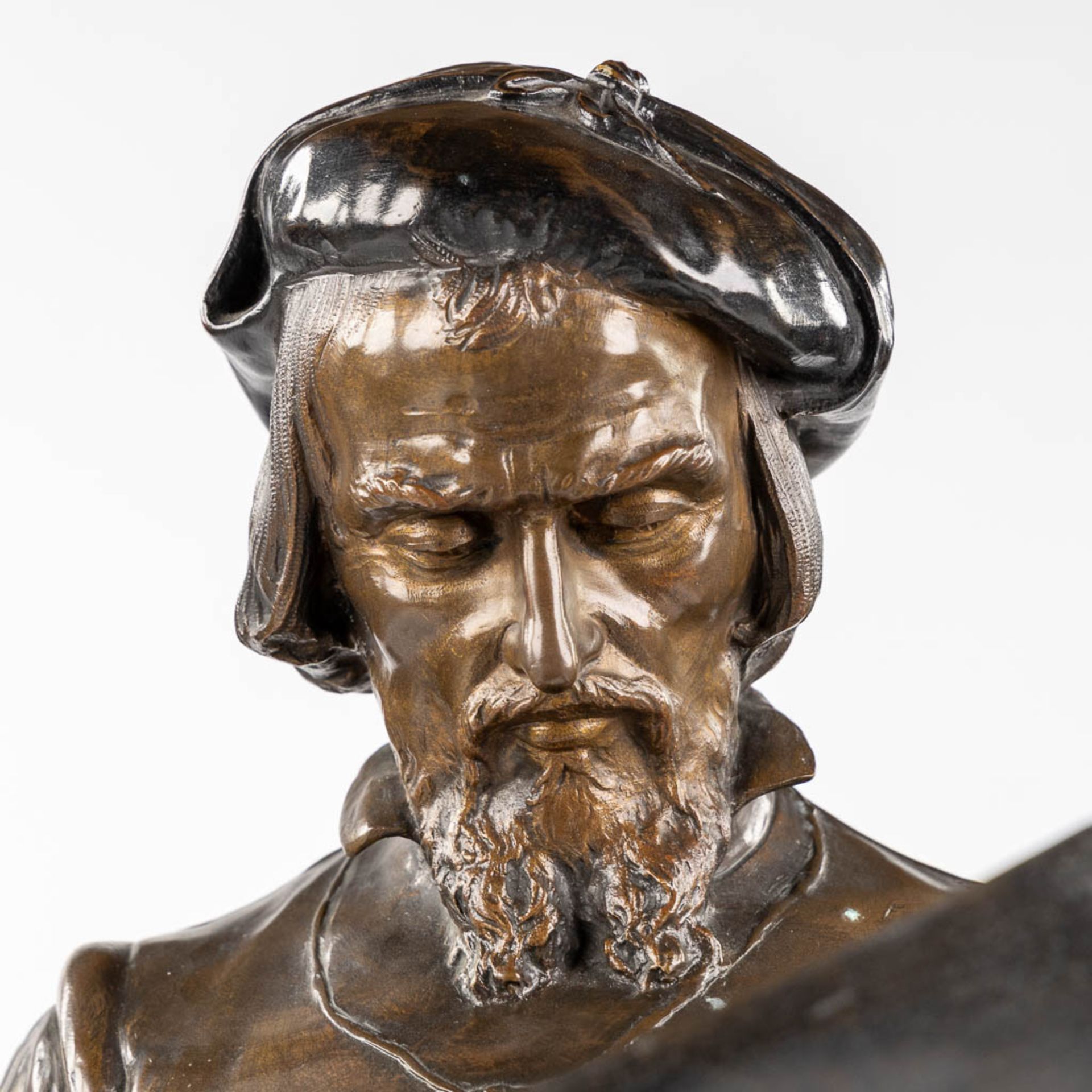 Adrien Etienne GAUDEZ (1845-1902) 'Guttenberg' patinated bronze. Hors Concours. (L:32 x W:35 x H:92 - Image 8 of 9