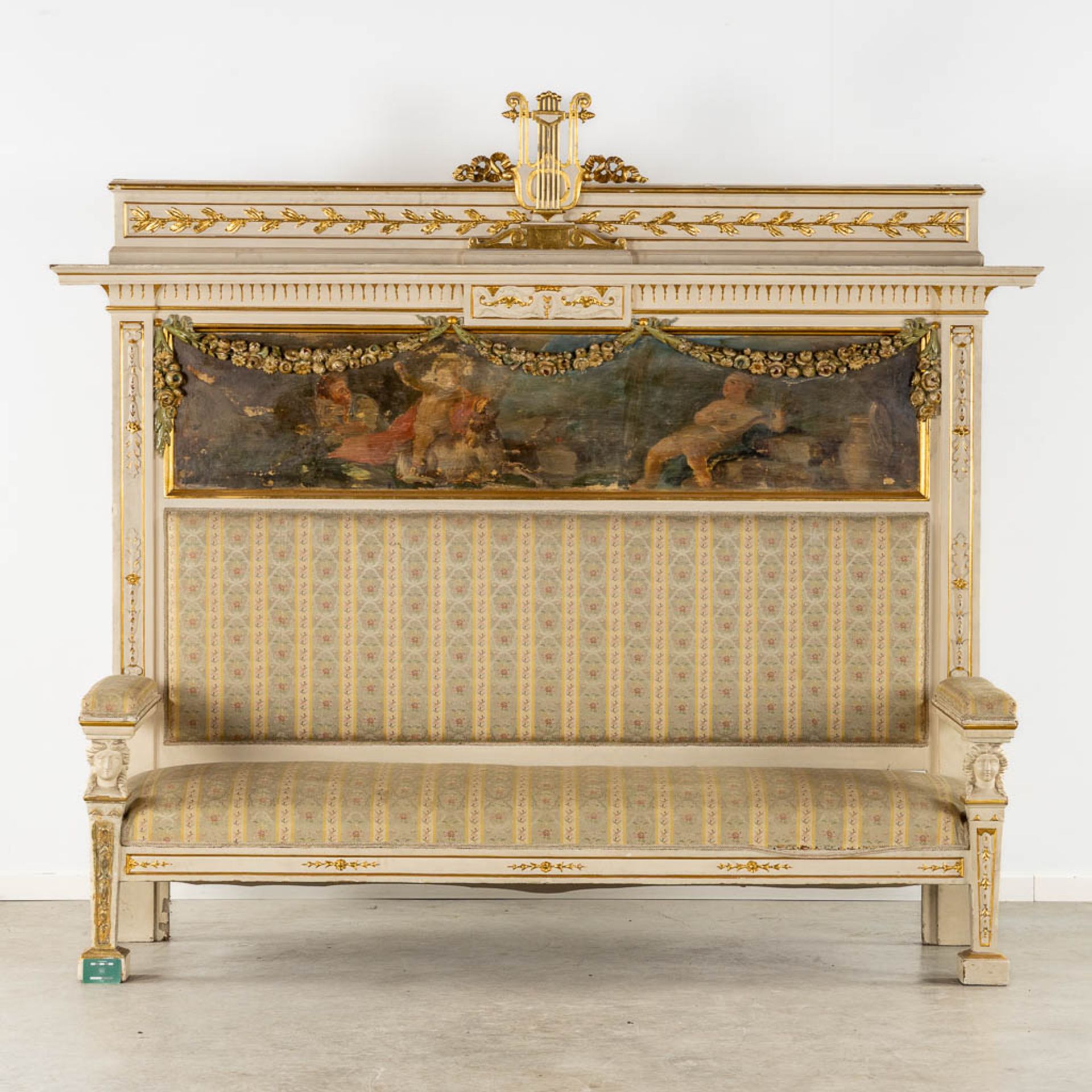 A hall bench, Empire style. Italy, the circa 1920. (L:68 x W:235 x H:206 cm) - Image 2 of 10