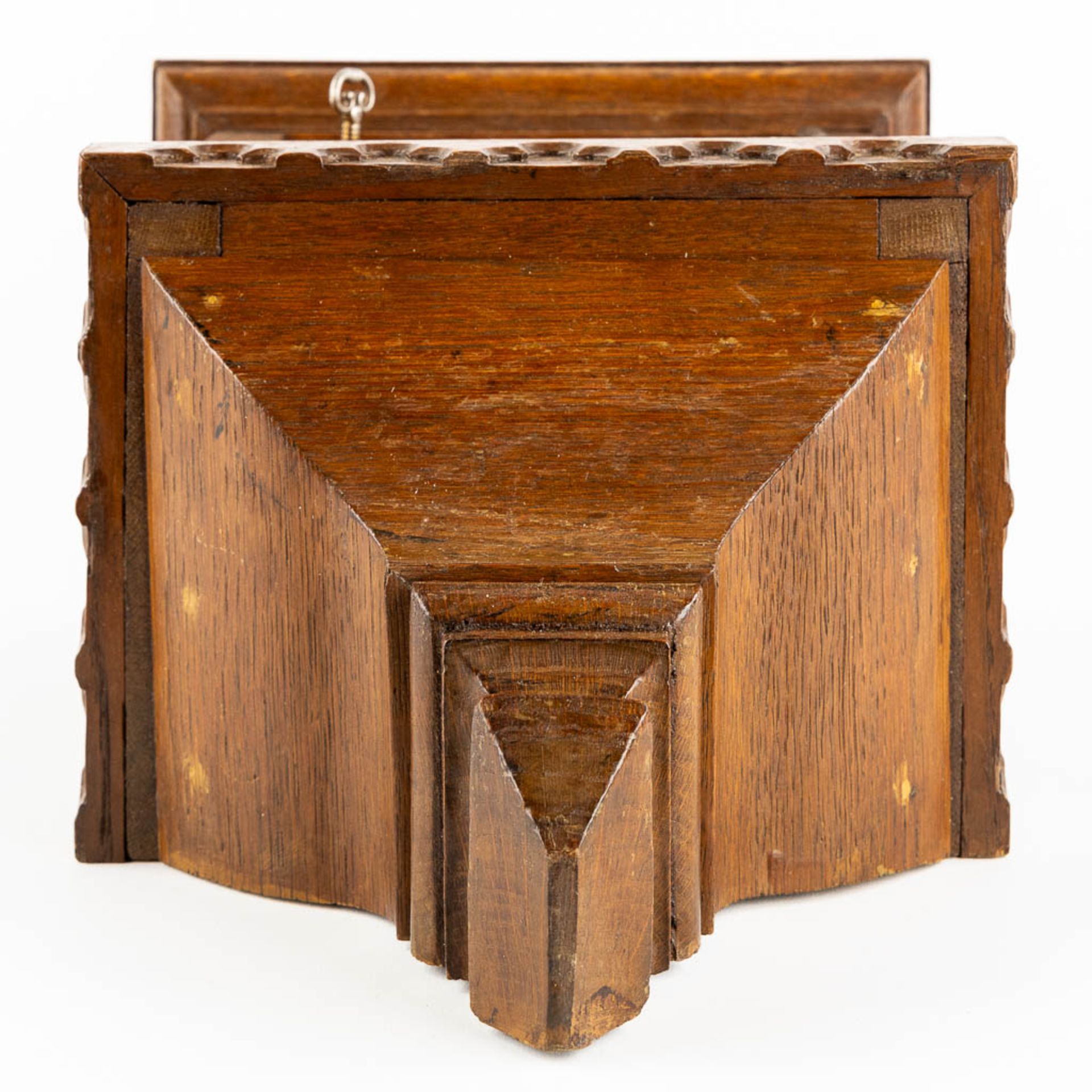 An Offertory or Poor box, sculptured oak, gothic revival. (L:20 x W:27 x H:42 cm) - Image 9 of 11