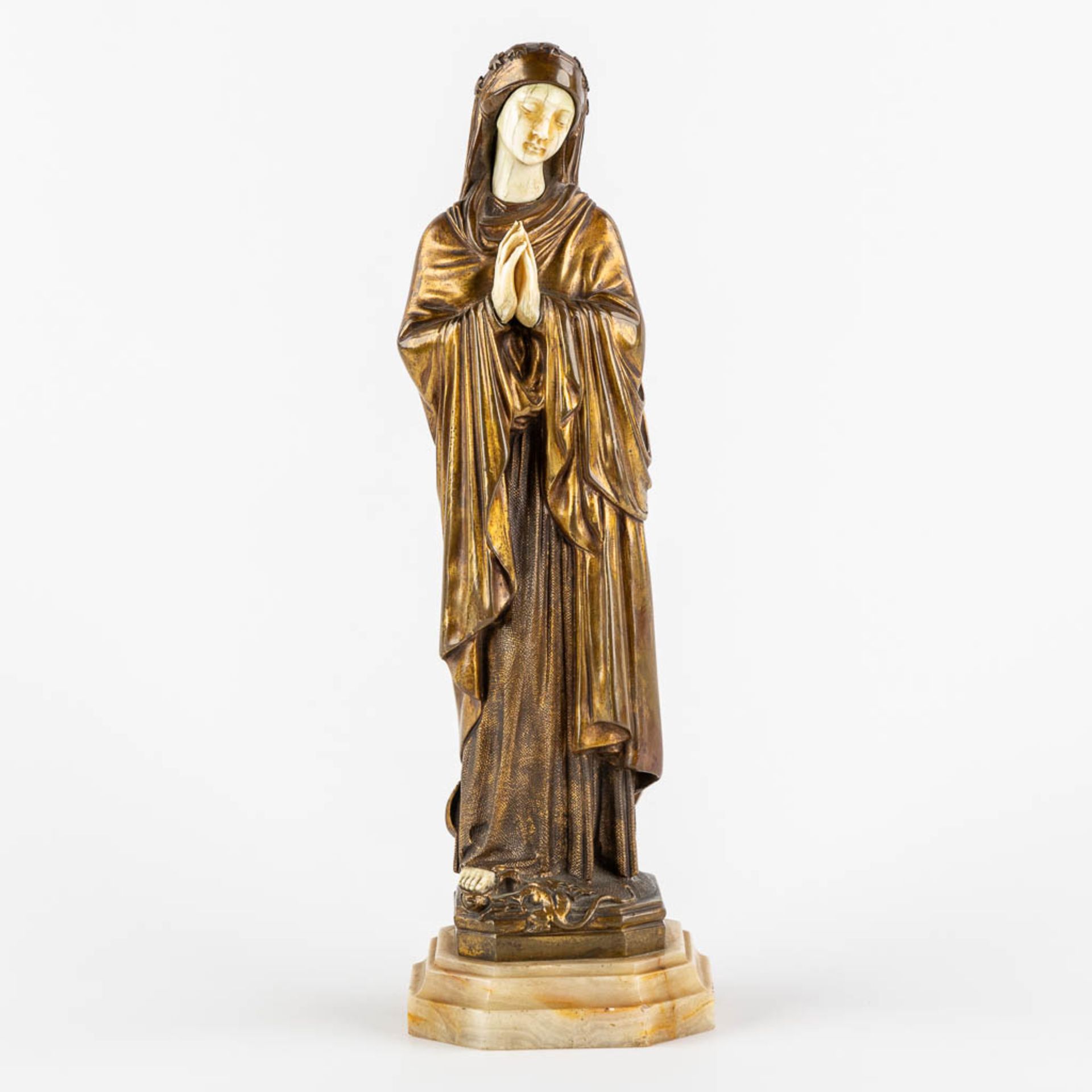 Victor Edmond LEHARIVEL-DUROCHER (1816-1878) 'Madonna' Chryselephantine. (L:7,5 x W:8 x H:29,5 cm)