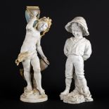 Auguste MOREAU (1834-1917) 'Two figurines' porcelain, Sèvres marks. (H:43 cm)