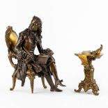 Pascal Collasse, a patinated and gilt bronze figurine. Circa 1900. (L:15 x W:25 x H:29 cm)