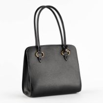 Delvaux, model 'Sepia PM', Jumping Noir, black leather. (L:12 x W:25 x H:22 cm)