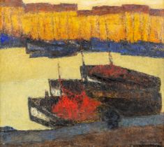 Daan THULLIEZ (1902-1965) 'Marine' oil on canvas. (W:75 x H:67 cm)