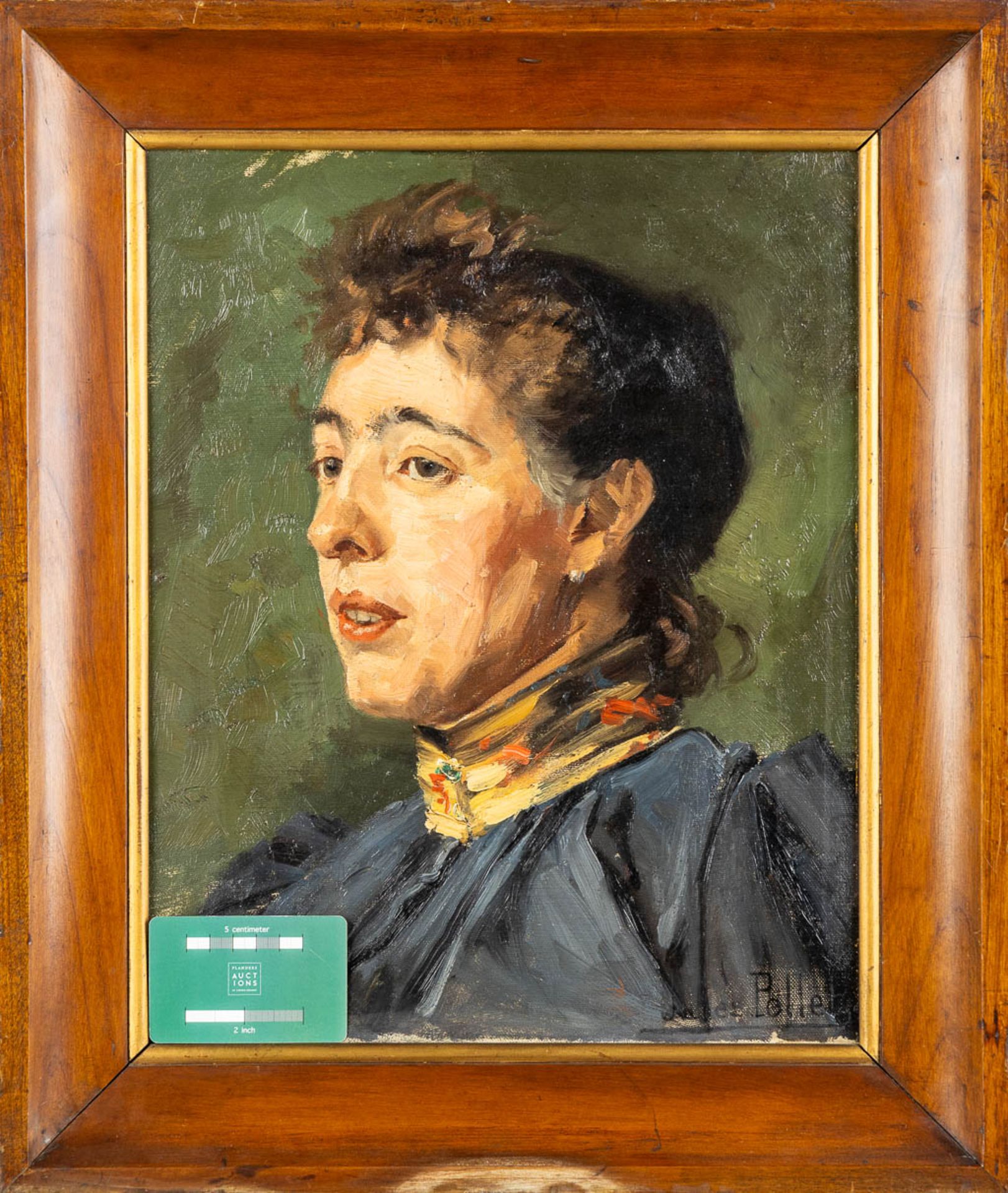 Jules POLLET (1870-1941) 'Portrait of a lady' oil on canvas. (W:32 x H:40 cm) - Image 2 of 6