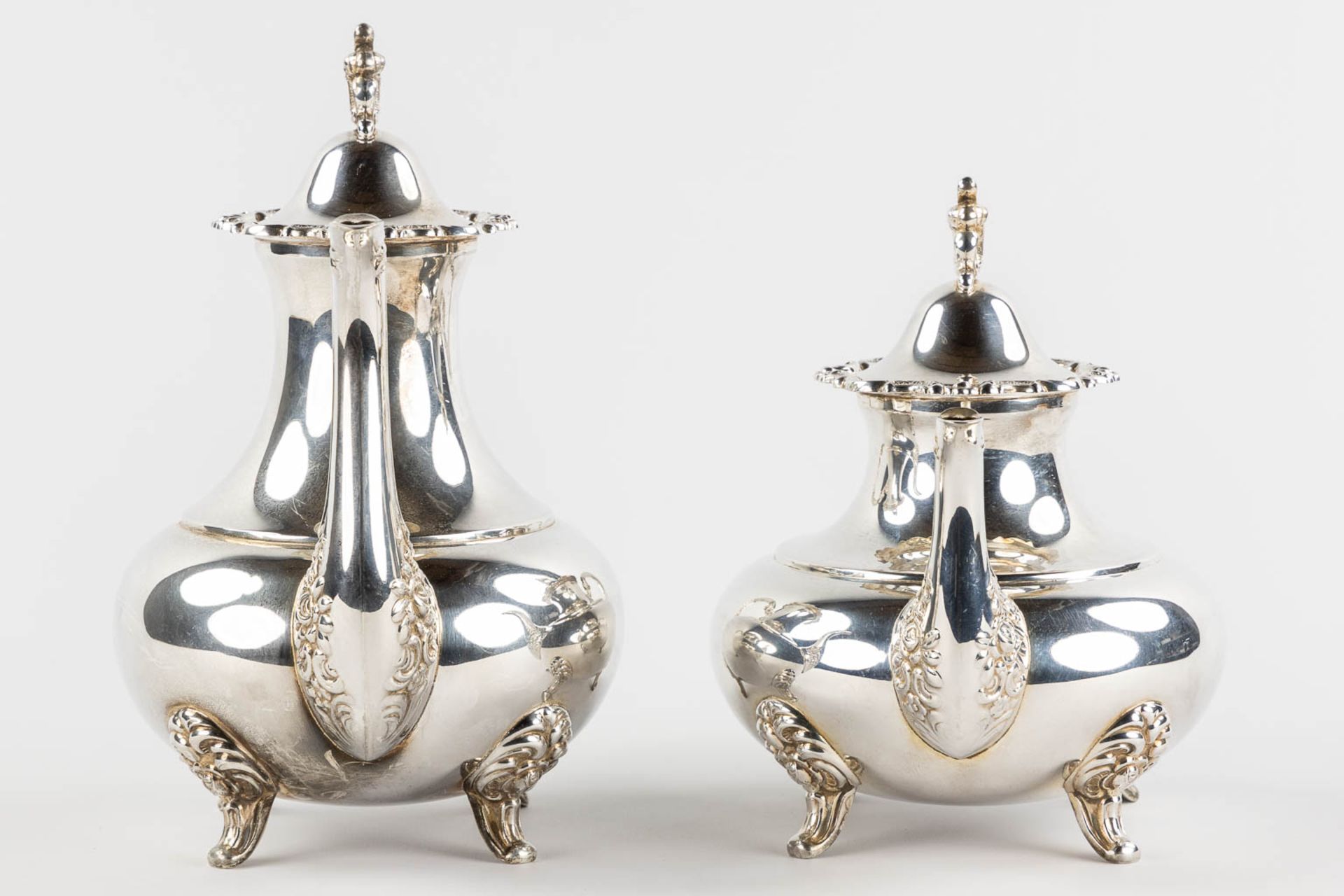 A Coffee and Tea service with a platter, silver, Germany. 925/1000. 4,049kg. (L:44,5 x W:69 cm) - Bild 9 aus 18