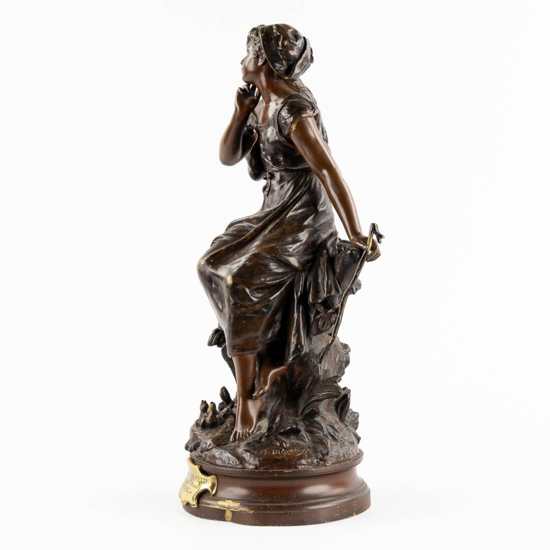 Hippolyte MOREAU (1832-1927) 'Chant De Lalouette' patinated bronze. (L:23 x W:27 x H:59 cm) - Image 5 of 20