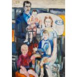 Livia CANESTRARO (1936) 'Family of 5', oil on canvas. 1964-1967-1972. (W:124 x H:181 cm)