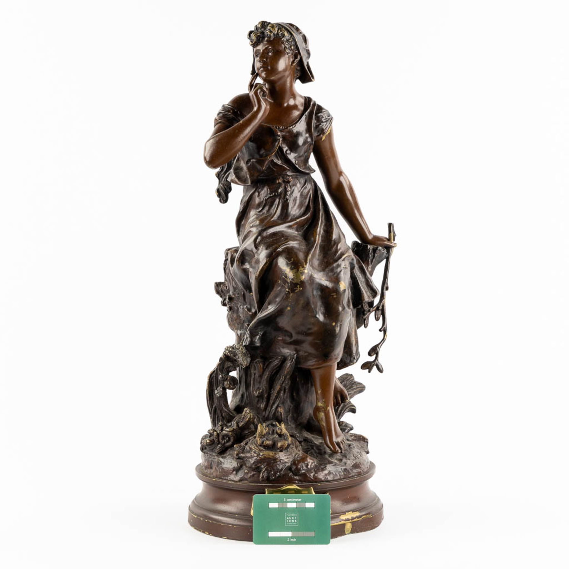 Hippolyte MOREAU (1832-1927) 'Chant De Lalouette' patinated bronze. (L:23 x W:27 x H:59 cm) - Image 2 of 20