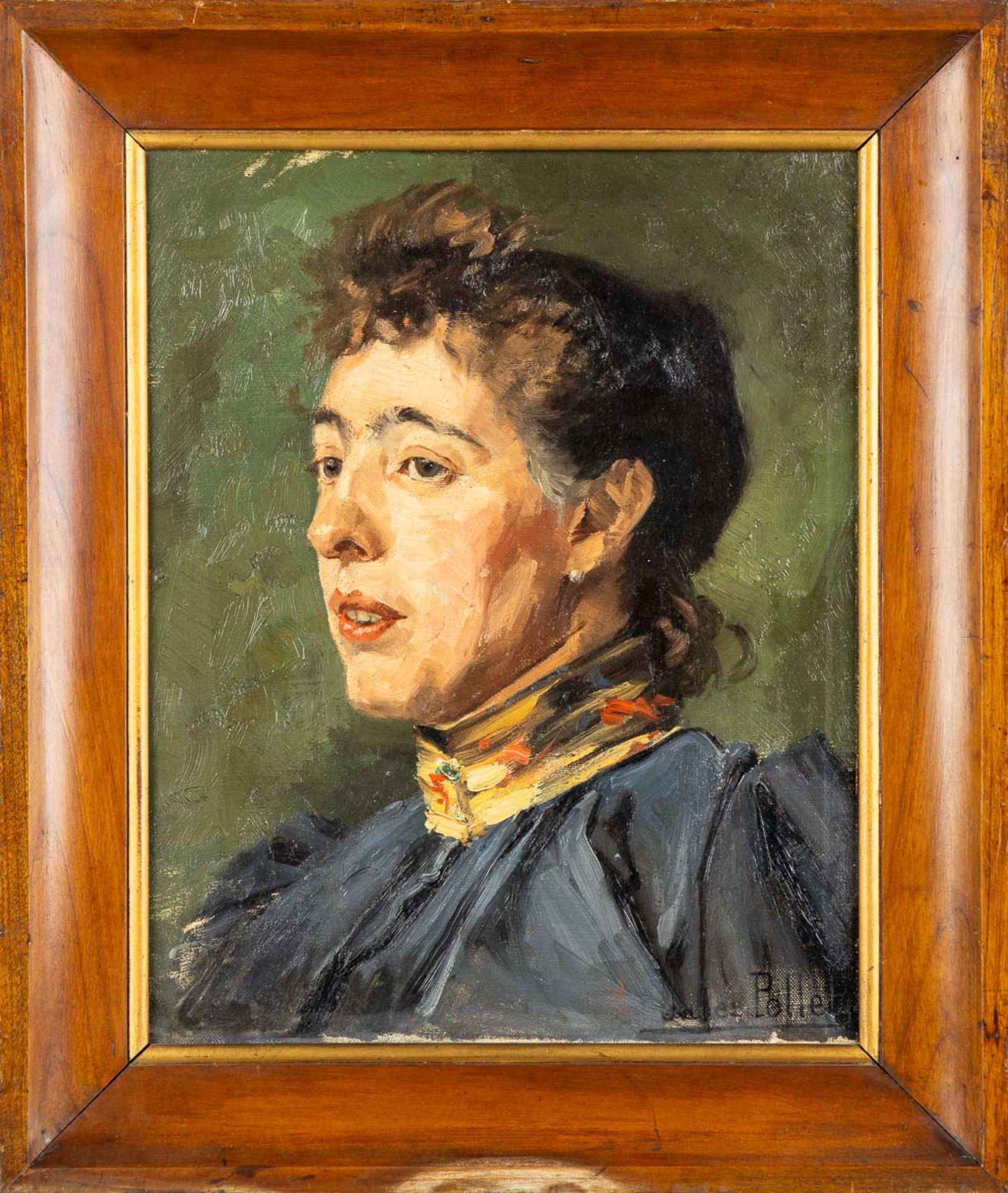 Jules POLLET (1870-1941) 'Portrait of a lady' oil on canvas. (W:32 x H:40 cm) - Image 3 of 6