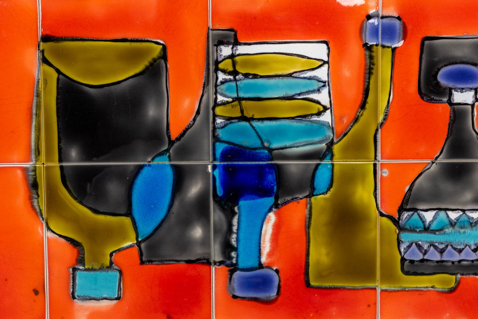 Juliette Belarti, a tile painting. Circa 1970. (W:125 x H:31,5 cm) - Image 5 of 8