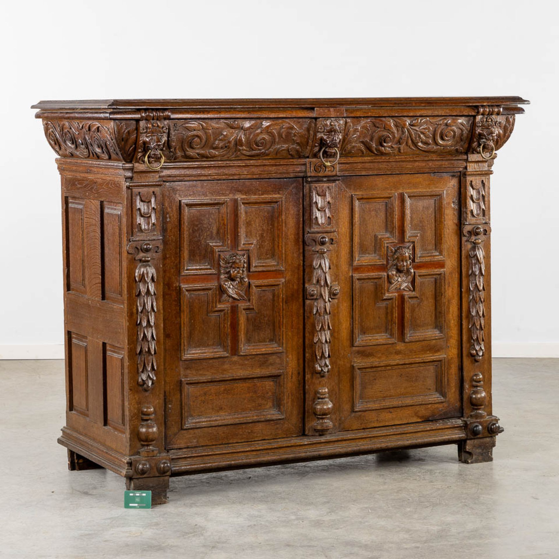 A cabinet, Flemish Renaissance, 17h C. (L:69 x W:158 x H:127 cm) - Image 2 of 18