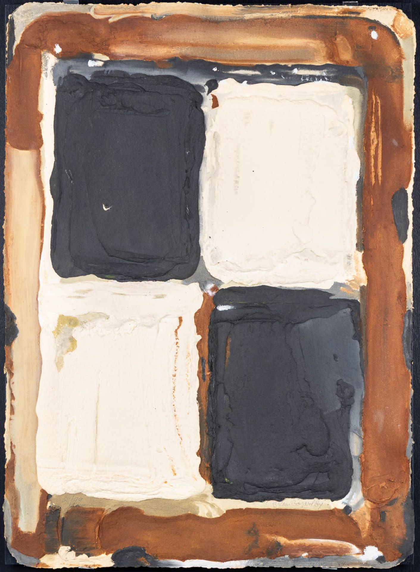 Bram BOGART (1921-2012) 'Brown, Black, White' aquagravure. 1989. (W:79 x H:110 cm)