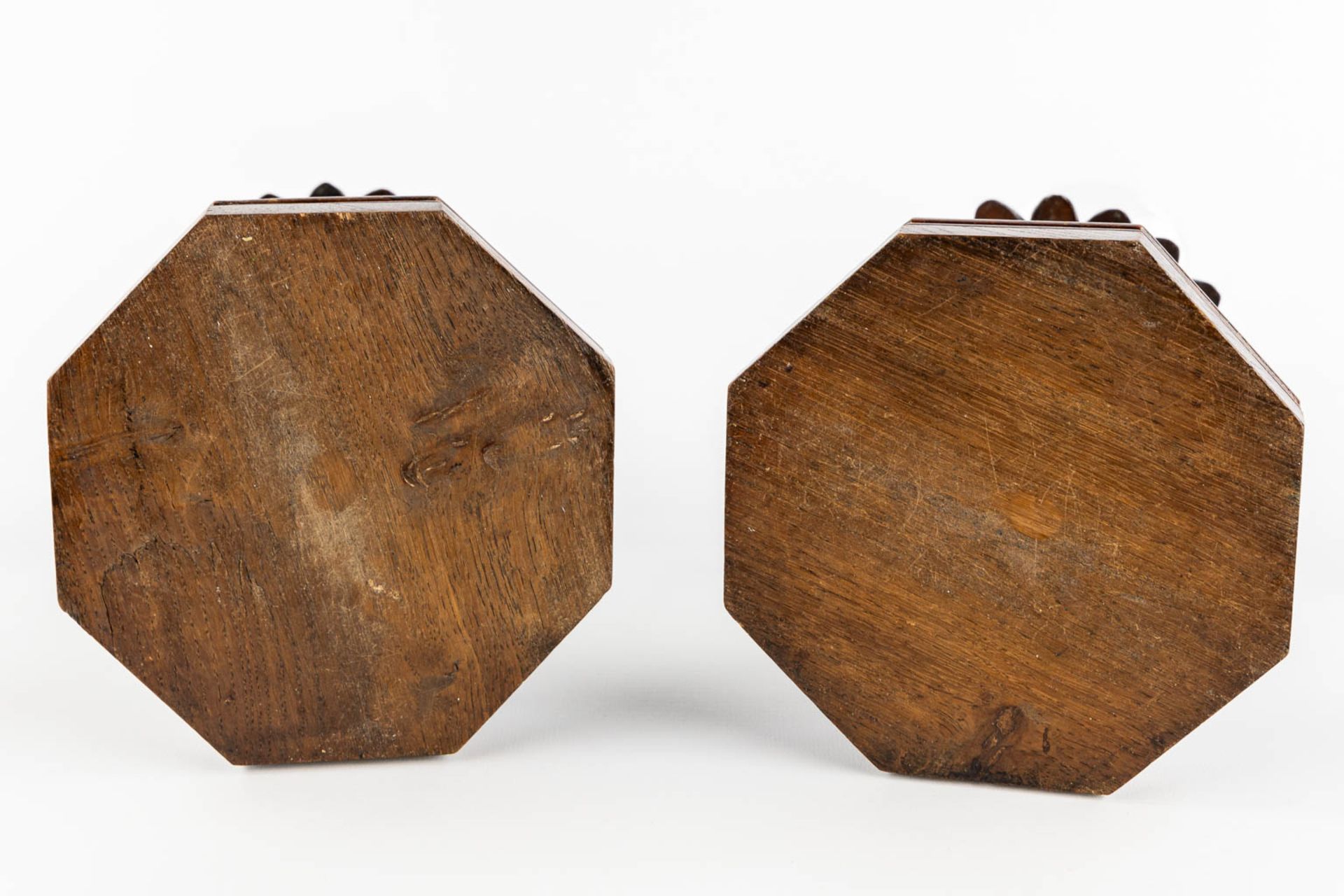 Two bases for Trumpet Vases, Schwartzwald or Black Forest. Circa 1880. (L:14,5 x W:14,5 x H:40 cm) - Image 7 of 11
