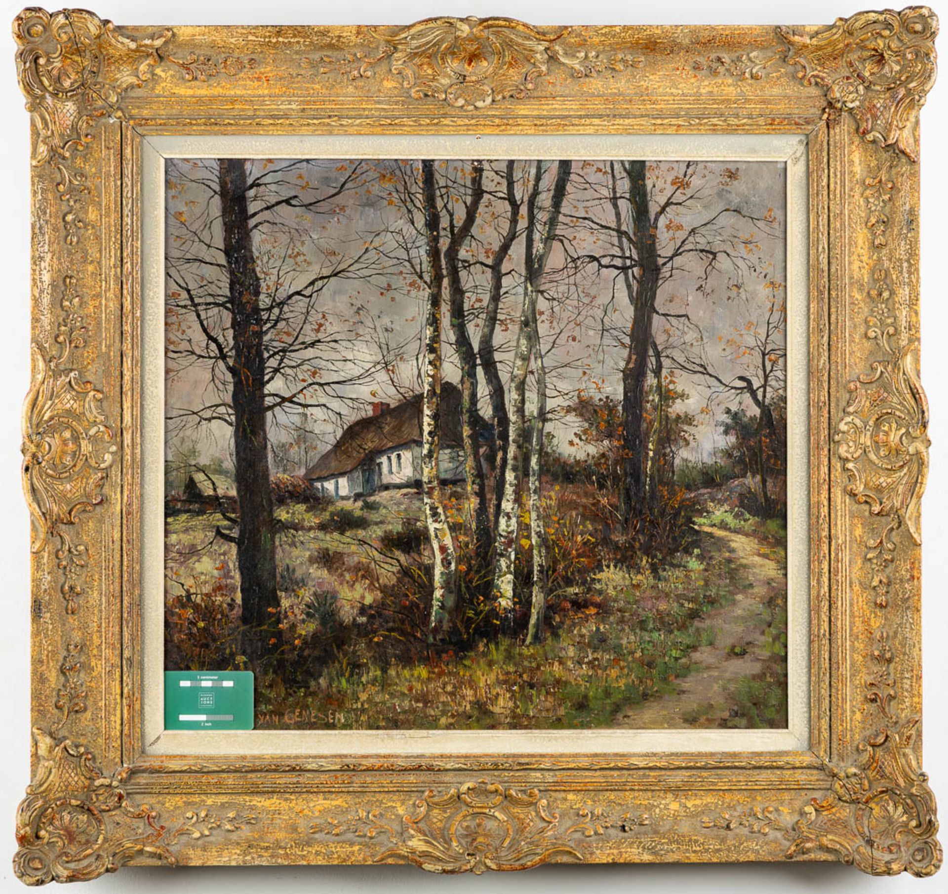 Franz VAN GENESEN (1887-1945) 'View on a farmhouse' oil on canvas. (W:60 x H:55 cm) - Image 2 of 8