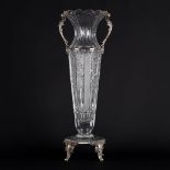 An elegant vase mounted with a silver-plated bronze. Probably Bohemia, 20th C. (H:56 cm)