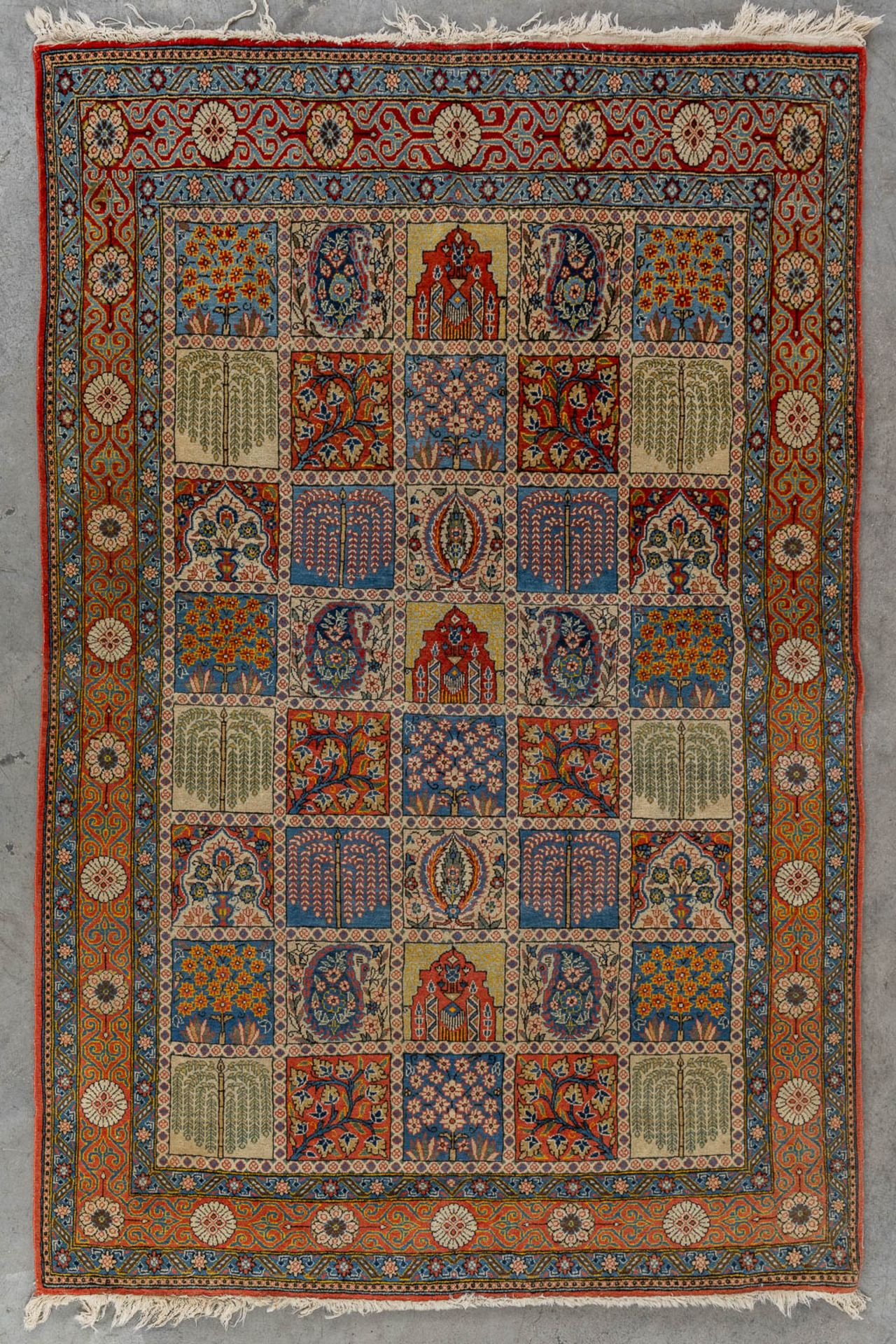 An Oriental hand-made carpet, Ghoum. (L:202 x W:135 cm)