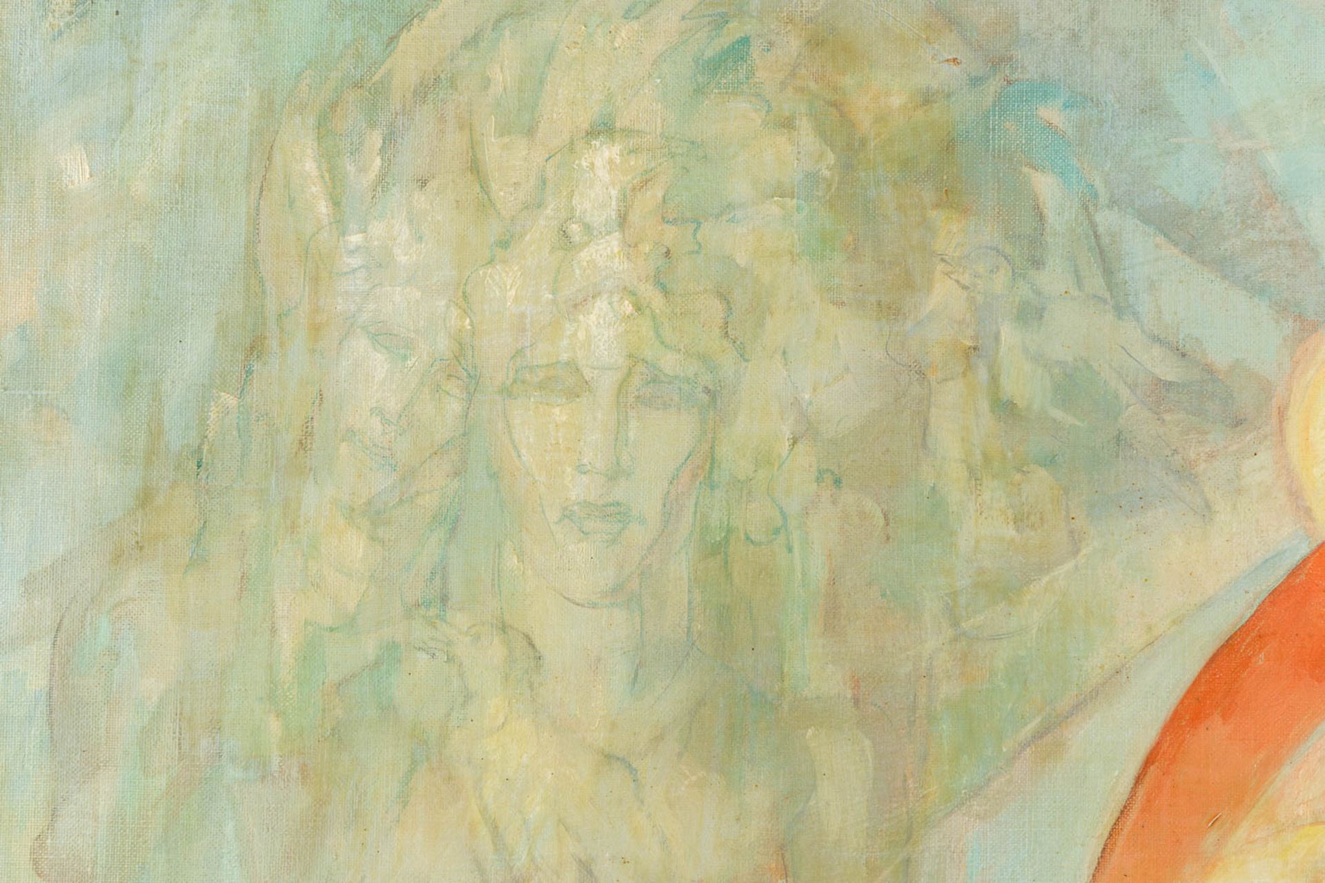 Edmond VAN DOOREN (1896-1965) 'Futuristic composition' oil on canvas. 1956. (W:120 x H:100 cm) - Image 4 of 11