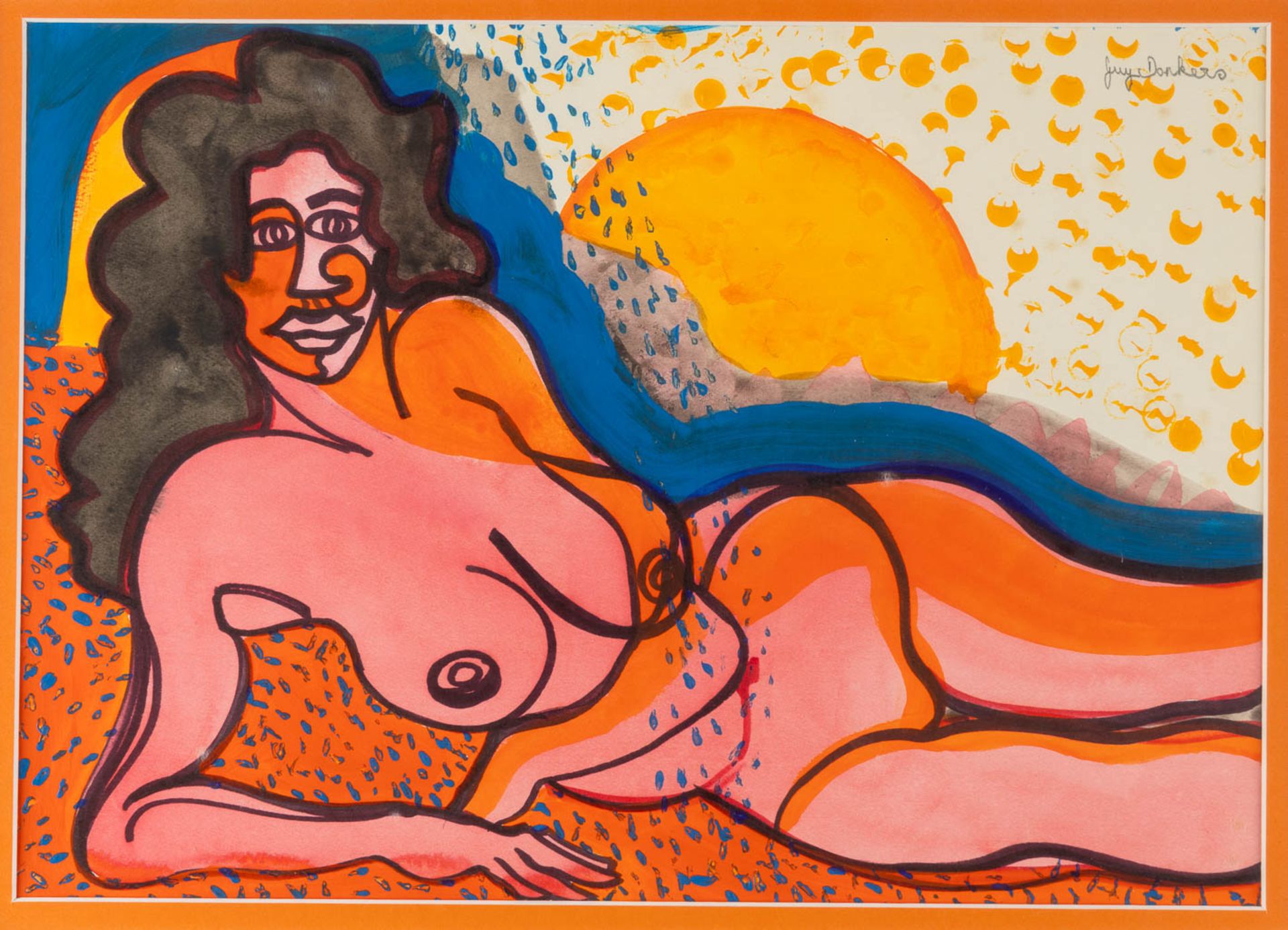 Guy DONKERS (1975) 'Nude' acrylic on paper. (W:41 x H:29 cm)