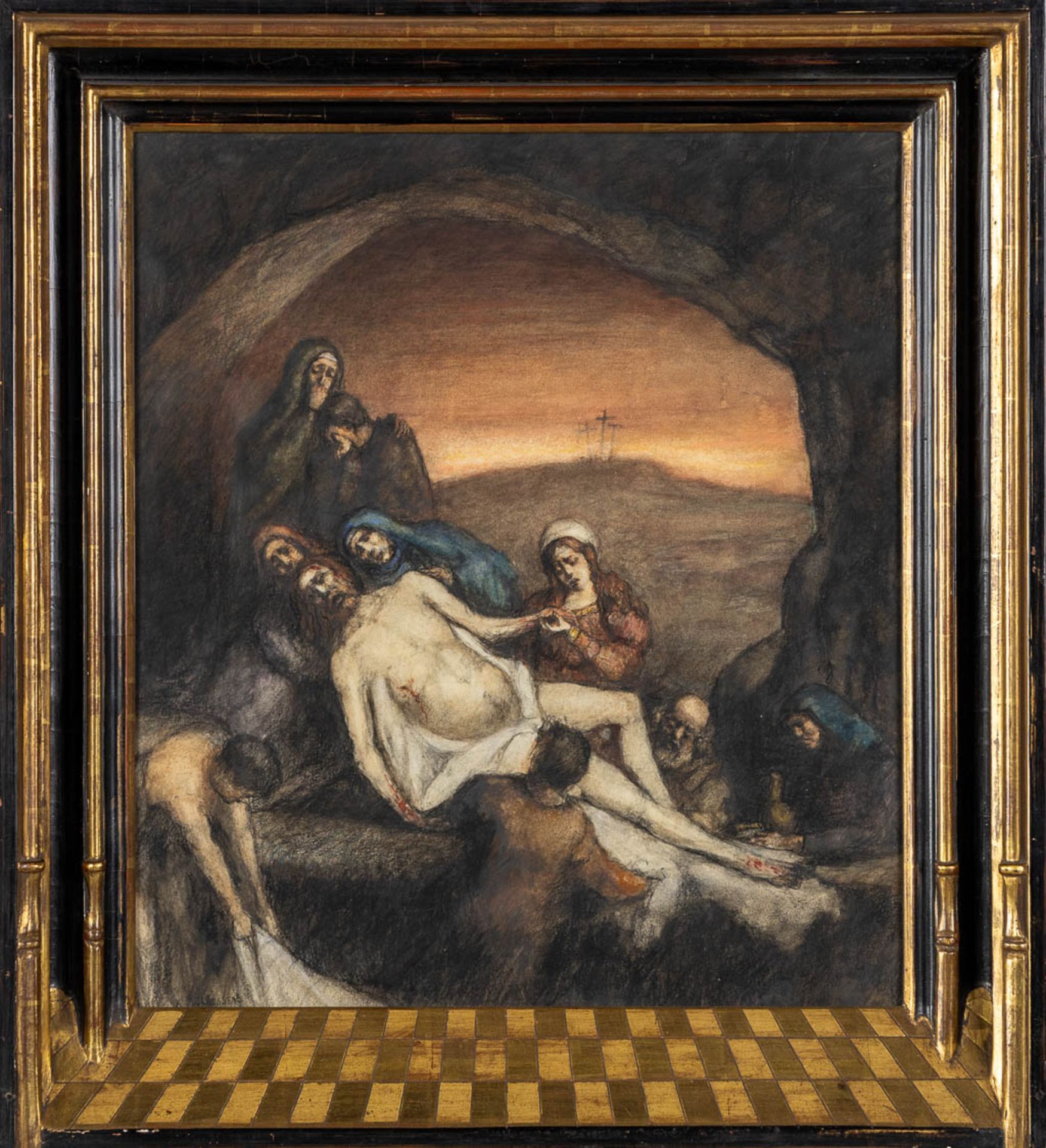 Karel Martin CLAESSENS (1864-1938) 'The Lamentation of Christ' gouache on paper. (W:40 x H:46 cm) - Image 3 of 7