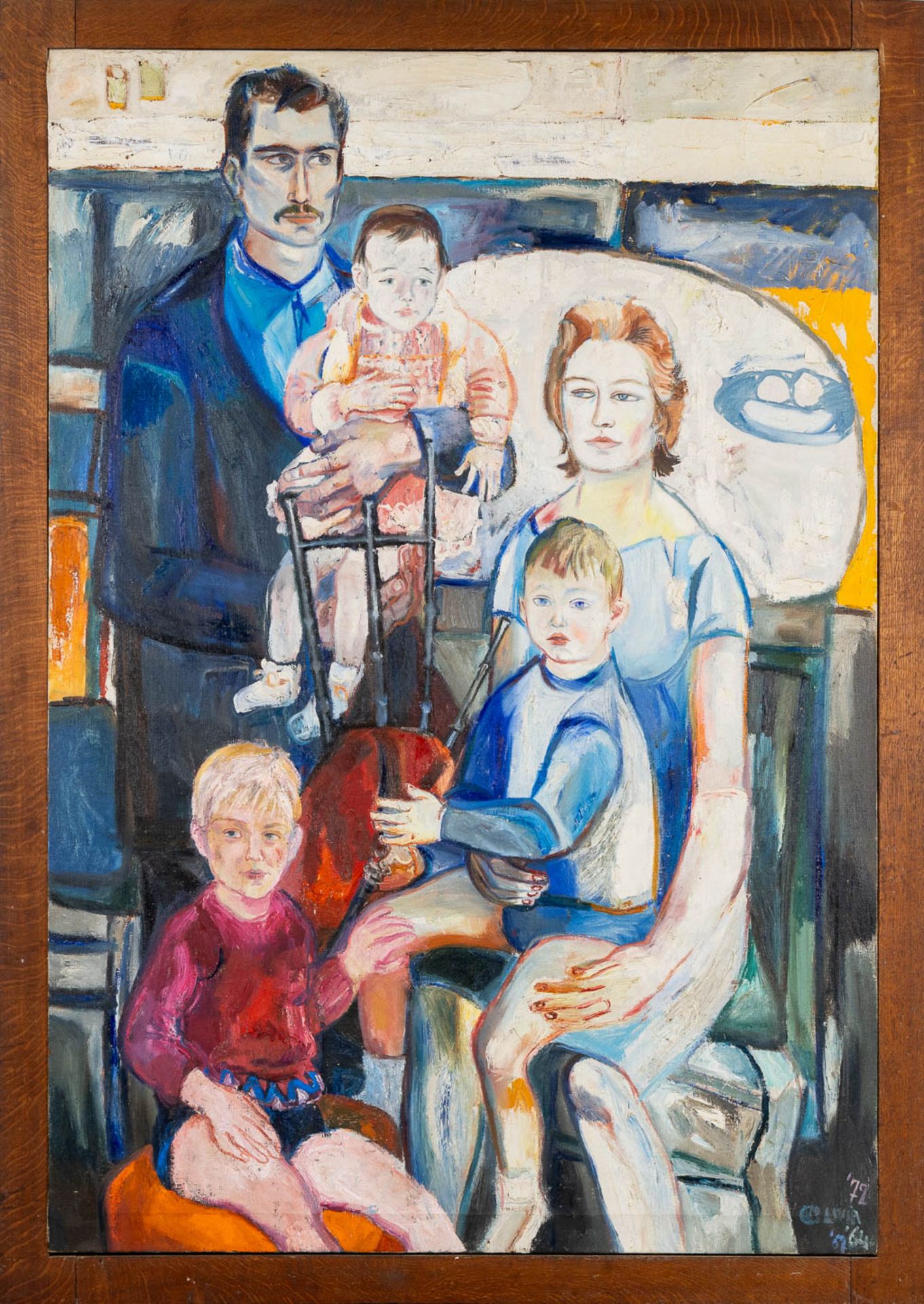 Livia CANESTRARO (1936) 'Family of 5', oil on canvas. 1964-1967-1972. (W:124 x H:181 cm) - Image 3 of 9