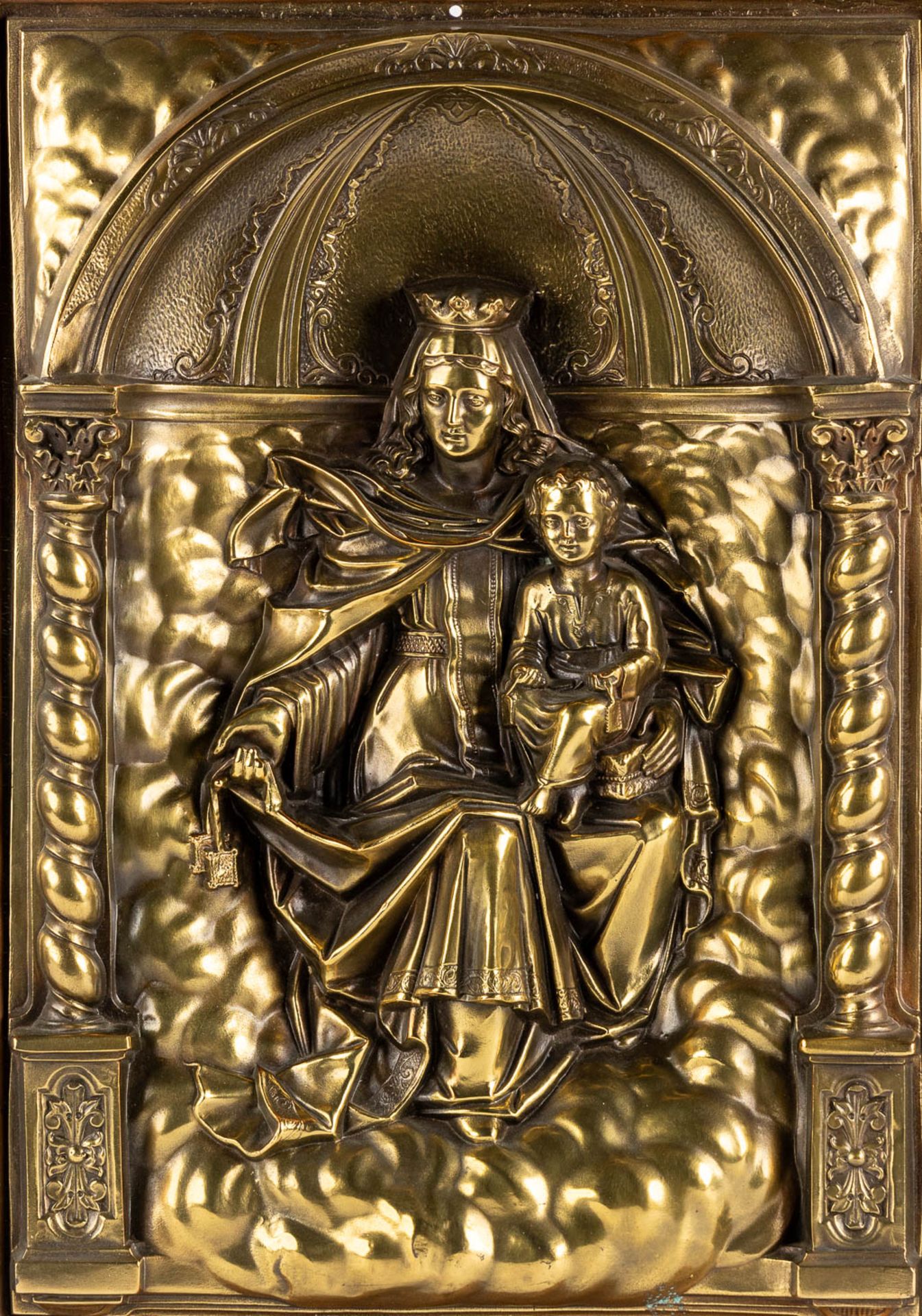 Two repousse copper panels, images of 'Madonna with child' and 'The Last Supper'. (W:63 x H:40 cm) - Image 14 of 18