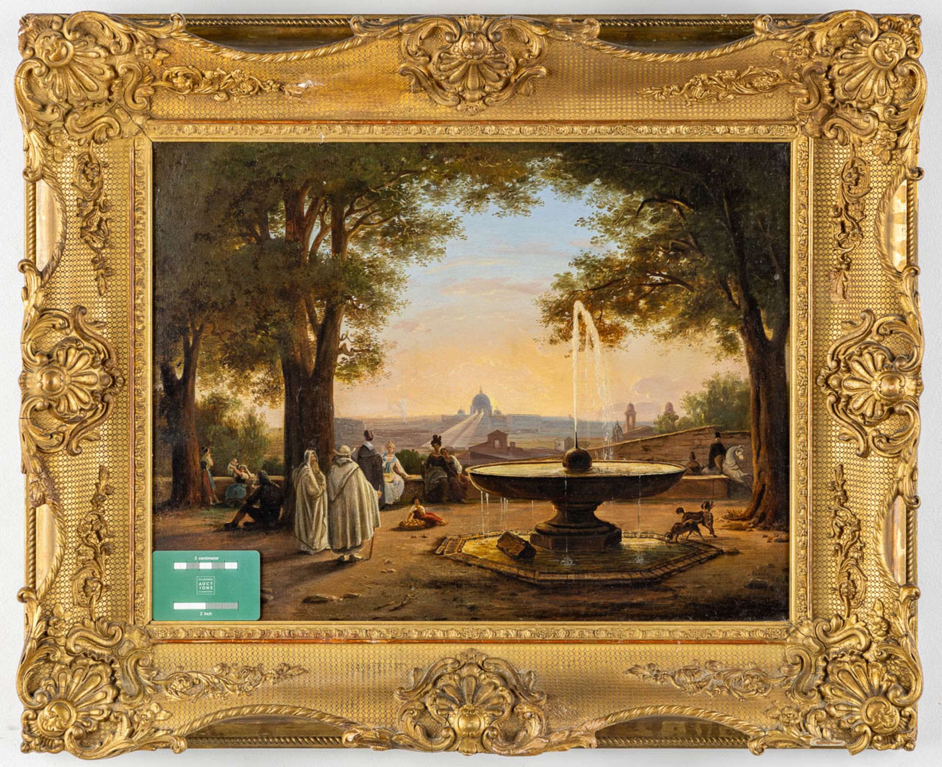 Jodocus VAN DEN ABEELE (1797-1855) 'De Medici Fountain and a view of Rome' oil on canvas. (W:51,5 x - Image 2 of 9