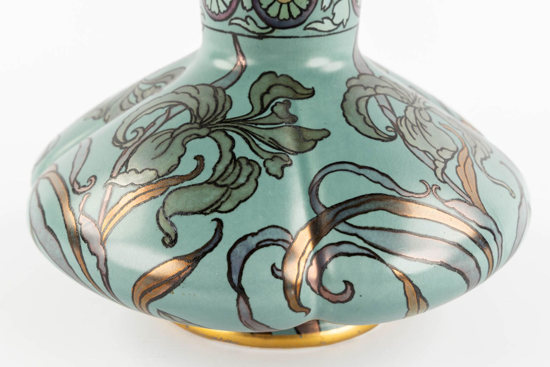 Boch Frères, Keramis, vase with a luster glaze, Art Nouveau. (H:18 x D:24 cm) - Image 11 of 11