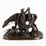 Pierre-Jules MÈNE (1810-1879) 'Hunting Scene with Scottish Figurine' patinated bronze. (L:20 x W:35