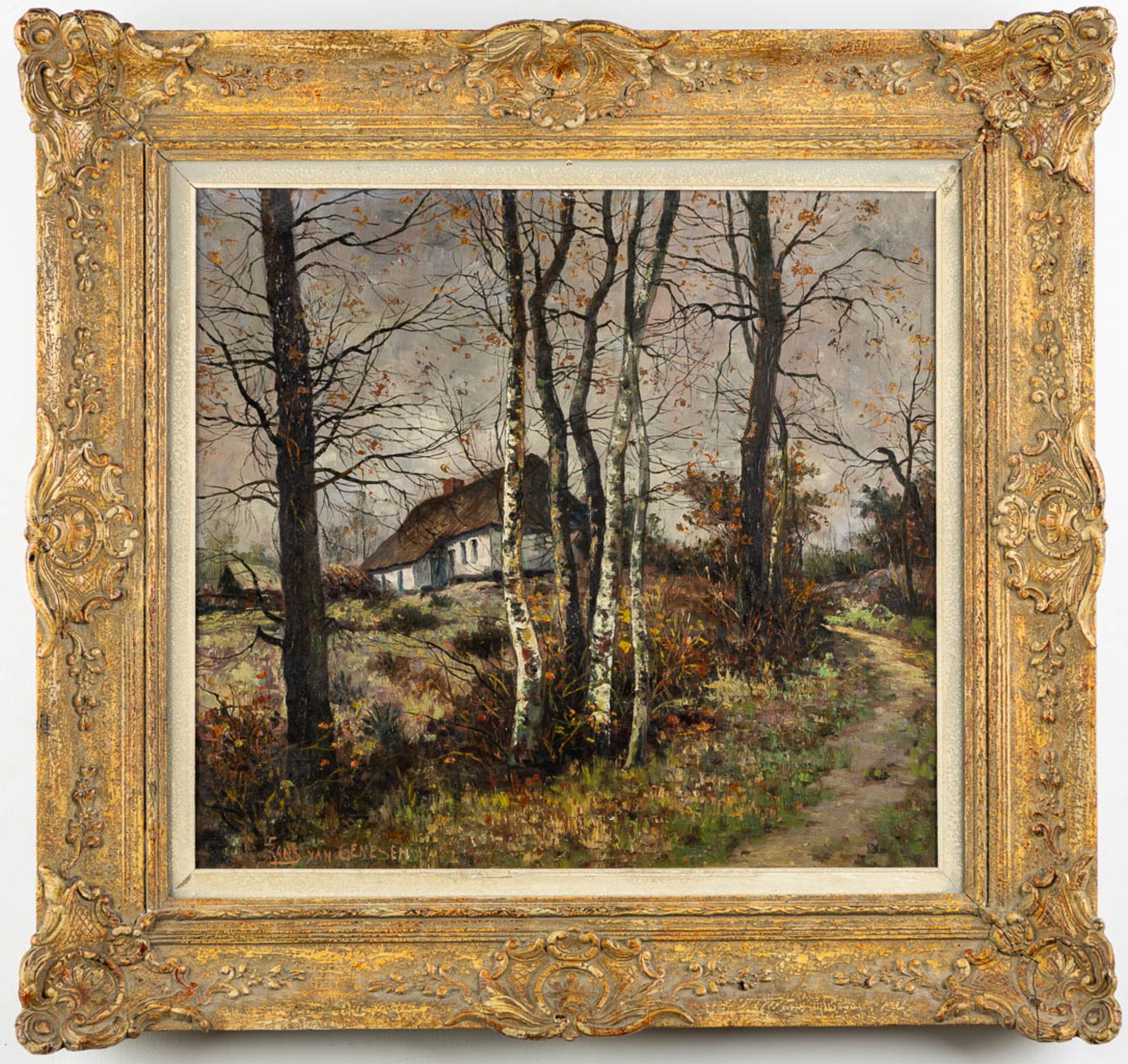 Franz VAN GENESEN (1887-1945) 'View on a farmhouse' oil on canvas. (W:60 x H:55 cm) - Image 3 of 8