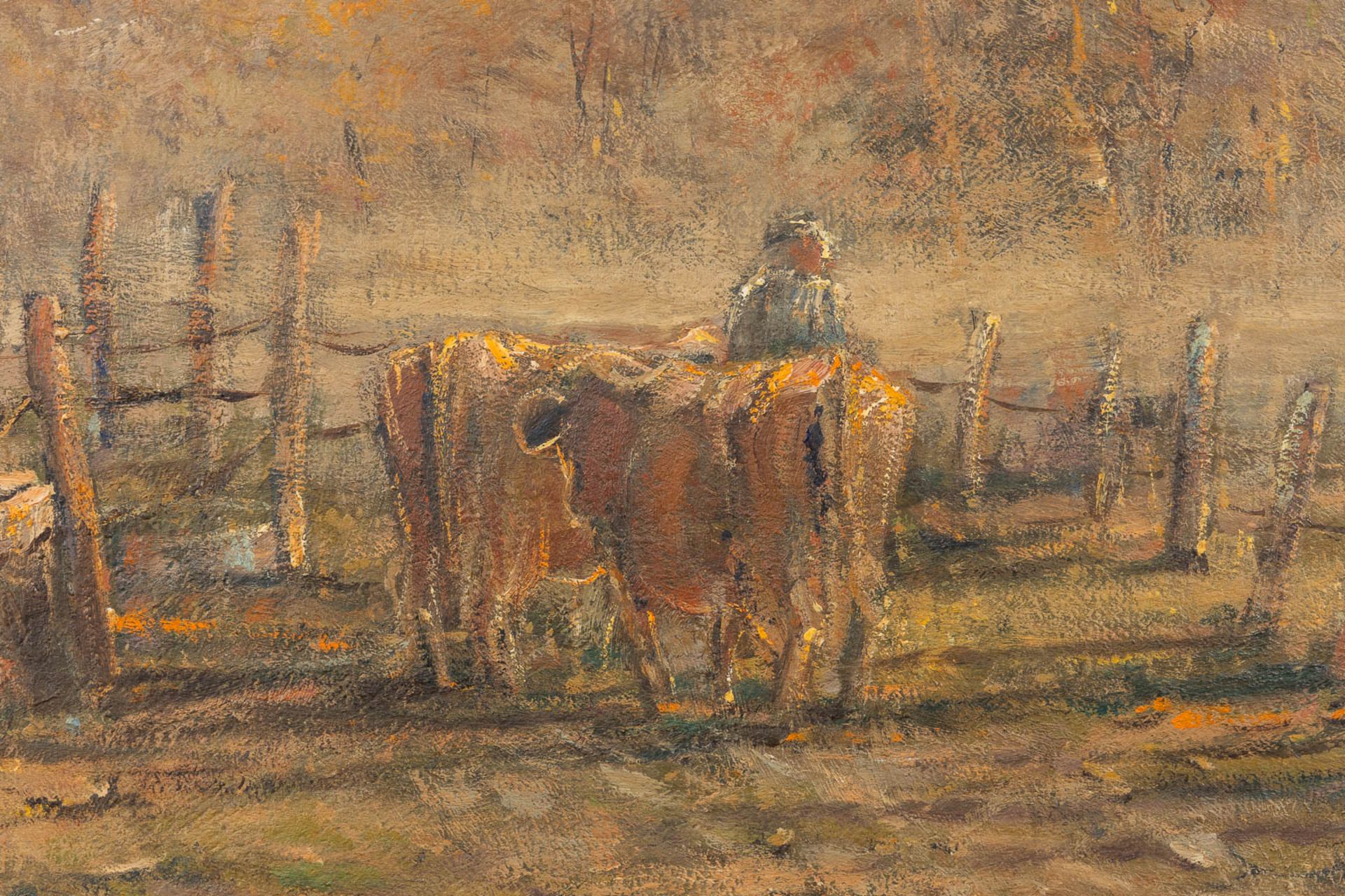 Leon ENGELEN (1943) 'Cattle in the mist' oil on canvas. (W:80 x H:70 cm) - Image 4 of 6