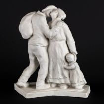 Edouard NOOTENS (1899-1977) 'Le Départ' bisque porcelain. (L:12 x W:25 x H:30 cm)