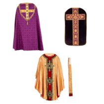 A Cope, Chasuble and Roman Chasuble, Stola with Embroideries.