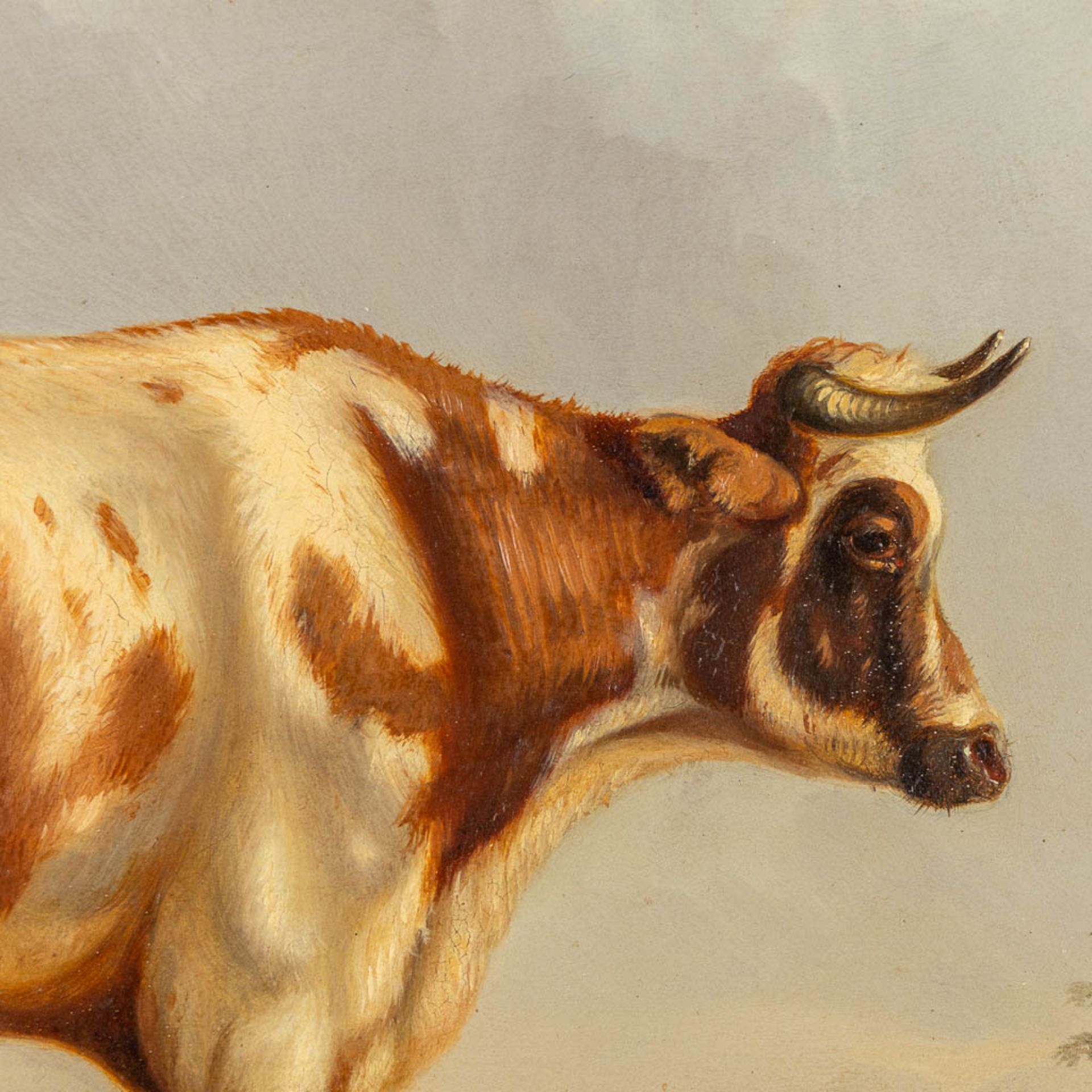J. VOJAVE (XIX) 'Cow and sheep' oil on a mahogany panel. 1851. (W:40 x H:30,5 cm) - Image 5 of 9