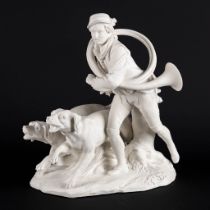 A bisque porcelain group 'The Hunt', Sèvres. 1913. (L:28 x W:34 x H:26 cm)