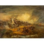 Volger van Philips WOUWERMAN (1619-1668) 'Battle scène with cavalry' oil on canvas. (W:40,5 x H:30,5