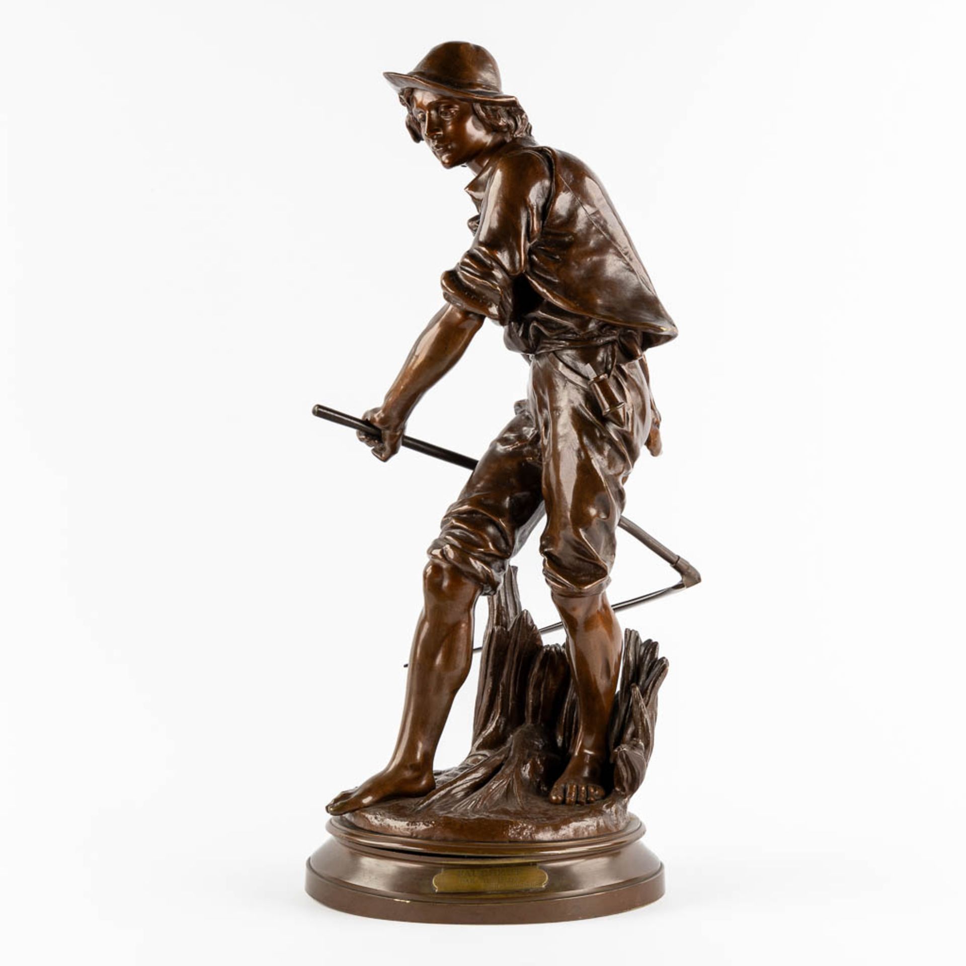 Eugène Antoine AIZELIN (1821-1902) 'Faucheur' patinated bronze. (L:28 x W:38 x H:70 cm) - Image 3 of 13