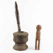 A Manioc Press, and a sculpture, Africa, 20th C.