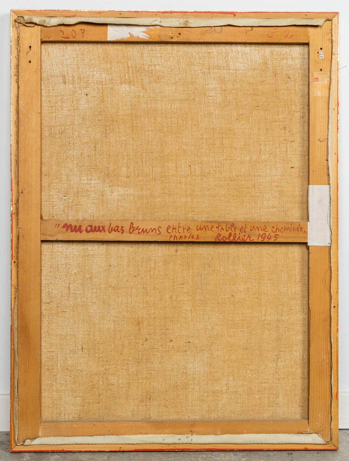 Charles ROLLIER (1912-1968) 'Nu aux bas bruns entre une table et une cheminée' oil on canvas. 1945. - Image 7 of 8