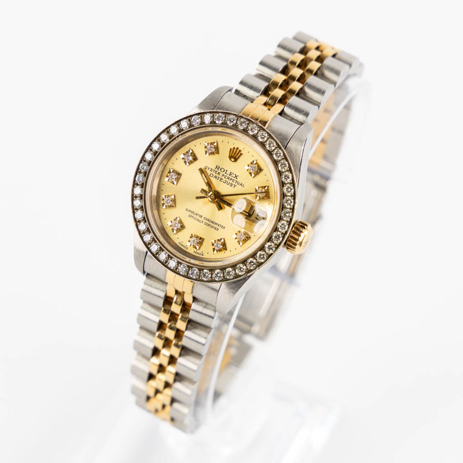 Rolex 69173 'Ladies Datejust', diamond dial and aftermarket Diamond bezel. 26,5mm. (D:2,65 cm)