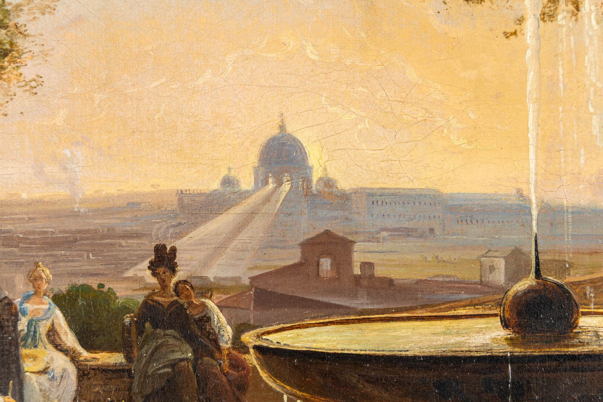 Jodocus VAN DEN ABEELE (1797-1855) 'De Medici Fountain and a view of Rome' oil on canvas. (W:51,5 x - Image 5 of 9