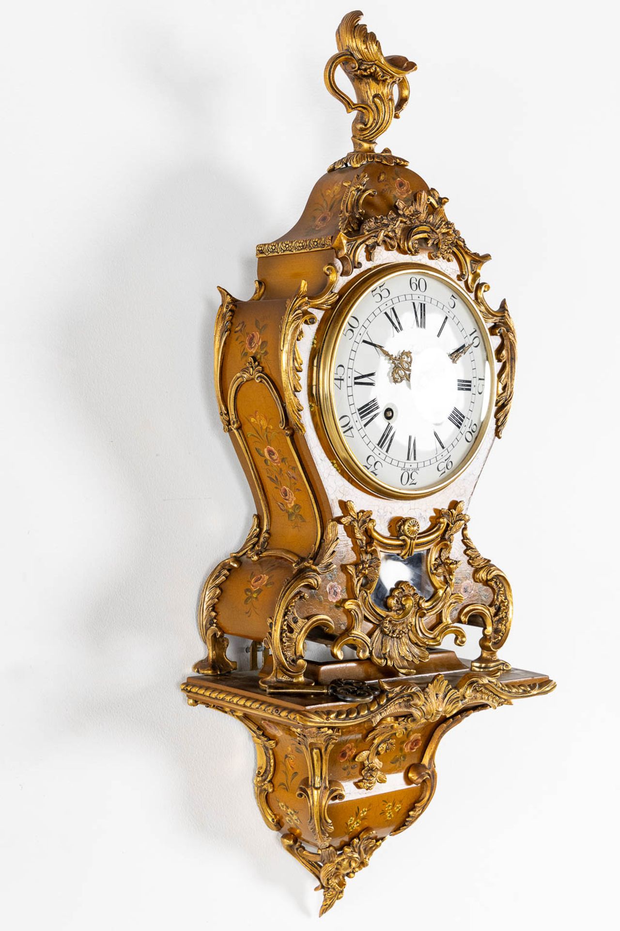 Zenith, a cartel clock. Wood with a hand-painted decor, gilt bronze mounted in louis XV style. (W:27 - Bild 6 aus 11