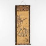 A Chinese scroll, depicting a wise man and his desciple. 19th C. (W:57 x H:180 cm)